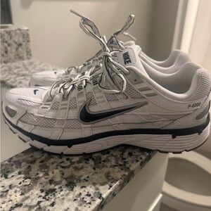 Nike P-6000 White and Black Running Shoes